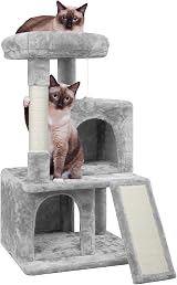 Yaheetech Cat Tree 92cm Multilevel Tower with Condos and Scratching Posts