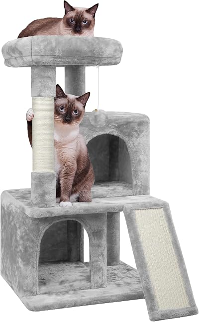 Yaheetech Cat Tree 92cm Multilevel Tower with Condos and Scratching Posts