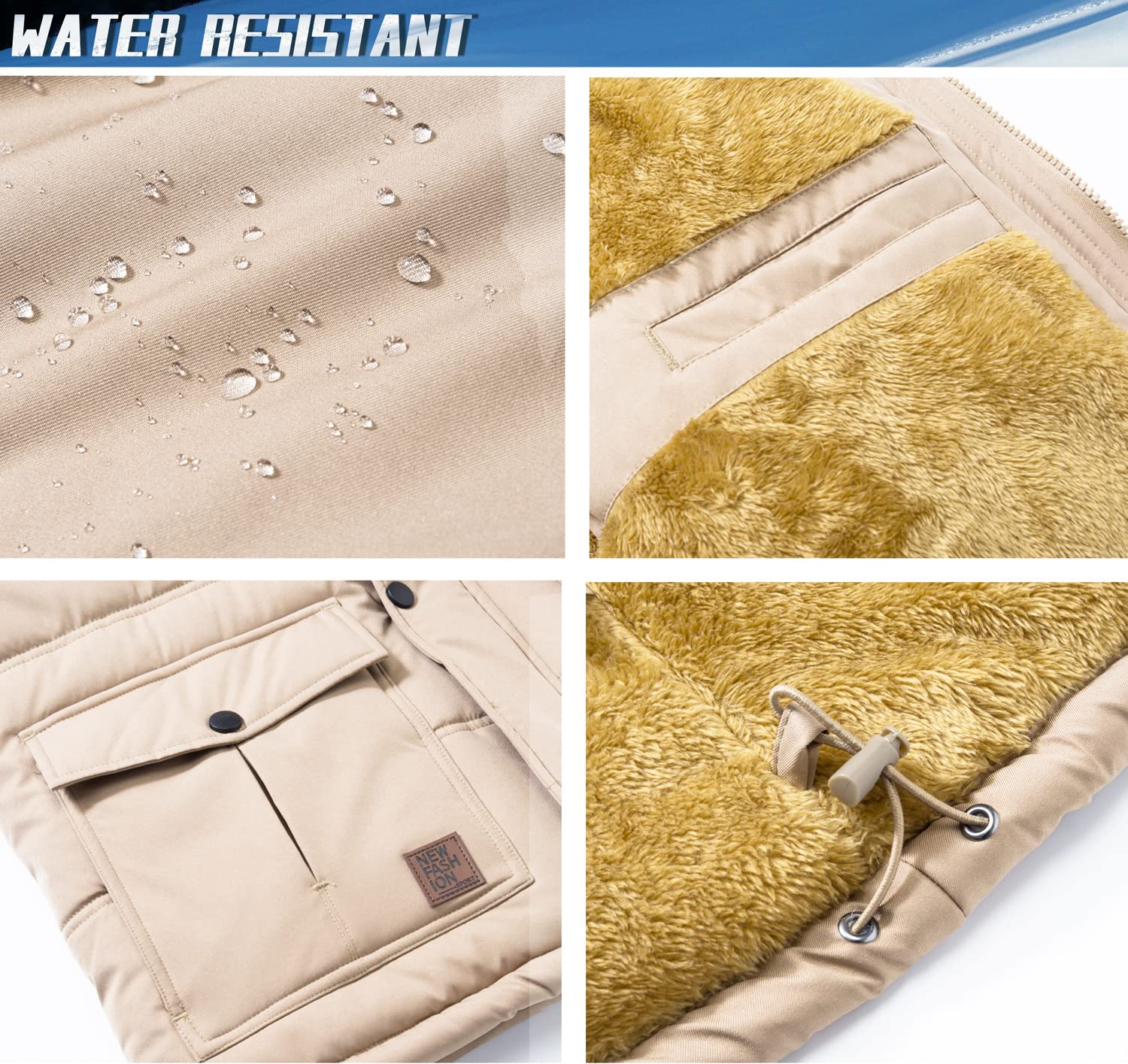 TACVASEN Men's Winter Jacket with Hood Water Repellent Windproof Thicken Parka Winter Coat