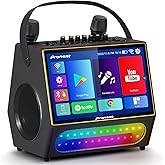 PRONEXT Karaoke Machine with Lyrics Display Screen for Adults, Bluetooth Speaker with 2 Rechargeable UHF Mics, 14" Tablet, 800W Peak Power, DJ Lights, Portable Karaoke System for Party(Stand Included)