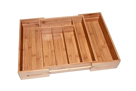 Buy Large 3 Inch Deep Expandable Bamboo Wood Cutlery Tray Drawer