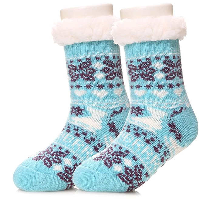 Buy Kids Boys Girls Fuzzy Slipper Socks Soft Warm Thick Fleece lined
