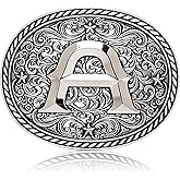 Itera Western Cowboy Initial Belt Buckle – Silver Large Letter A–Z for Men & Women