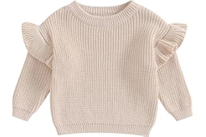 Mubineo Baby Girl Winter Clothes Basic Plain Cute Ruffle Sweater Toddler Kids Pullover Long Sleeve Newborn Sweaters