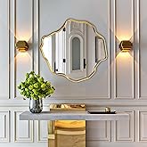 BAODANFU Irregular Wall Mirror Gold, Asymmetrical Wavy Mirrors Decoartive for Bathroom, Dining Room, Vanity, Entryway, Cloud Shaped Design Abstract Decor