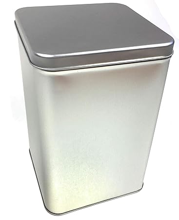 Balna Kaffeedose eckig für 1 kg Kaffeebohnen mit Scharnierdeckel, Große Teedose Metalldose Vorratsdose 14,6 cm x 14,6 cm x 22