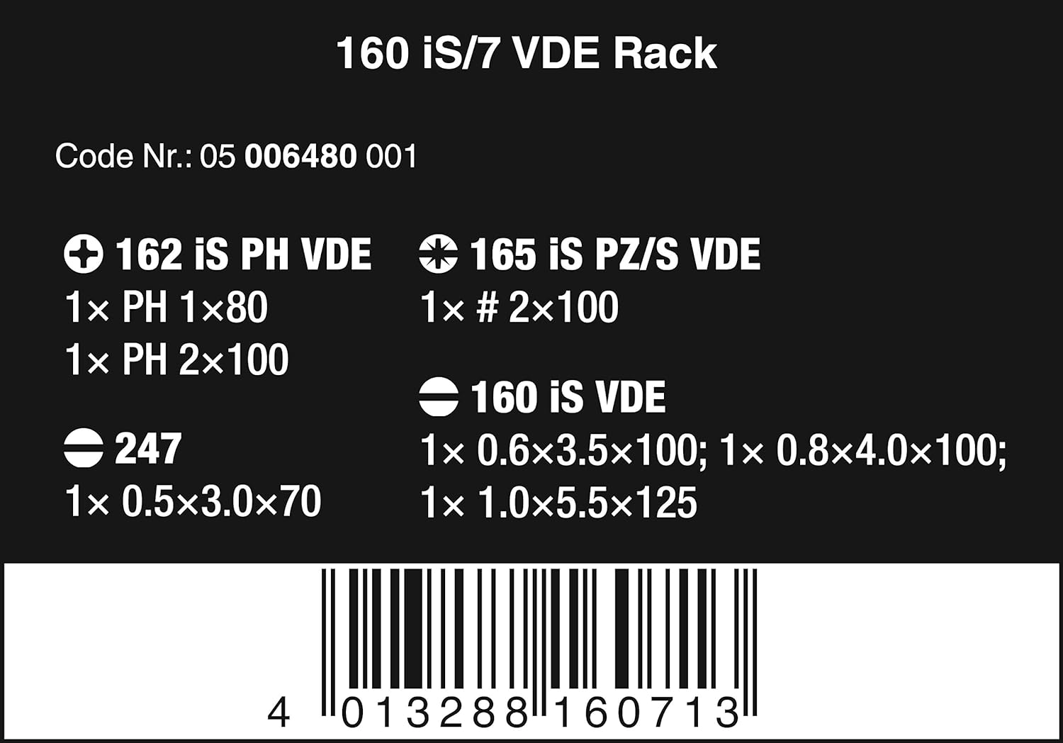 Wera 6480 Kraftform Plus VDE Slimline Screwdriver Set, Red, 7 Pieces, 160 i/7 Rack - Image 3