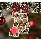 Alabama State Christmas Wooden Ornament - State USA Ornament - Moving to Alabama Gift - Travel Gift - 2 Layer Laser Cut Wooden Ornament
