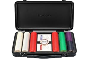 SLOWPLAY Nash Ceramic Poker Chips Set for Texas Hold'em, 300 PCS [with Numbered Values],43mm Poker Chips, 12g Each | Features a High-end Chip case with Extra Durable German Polycarbonate Shell