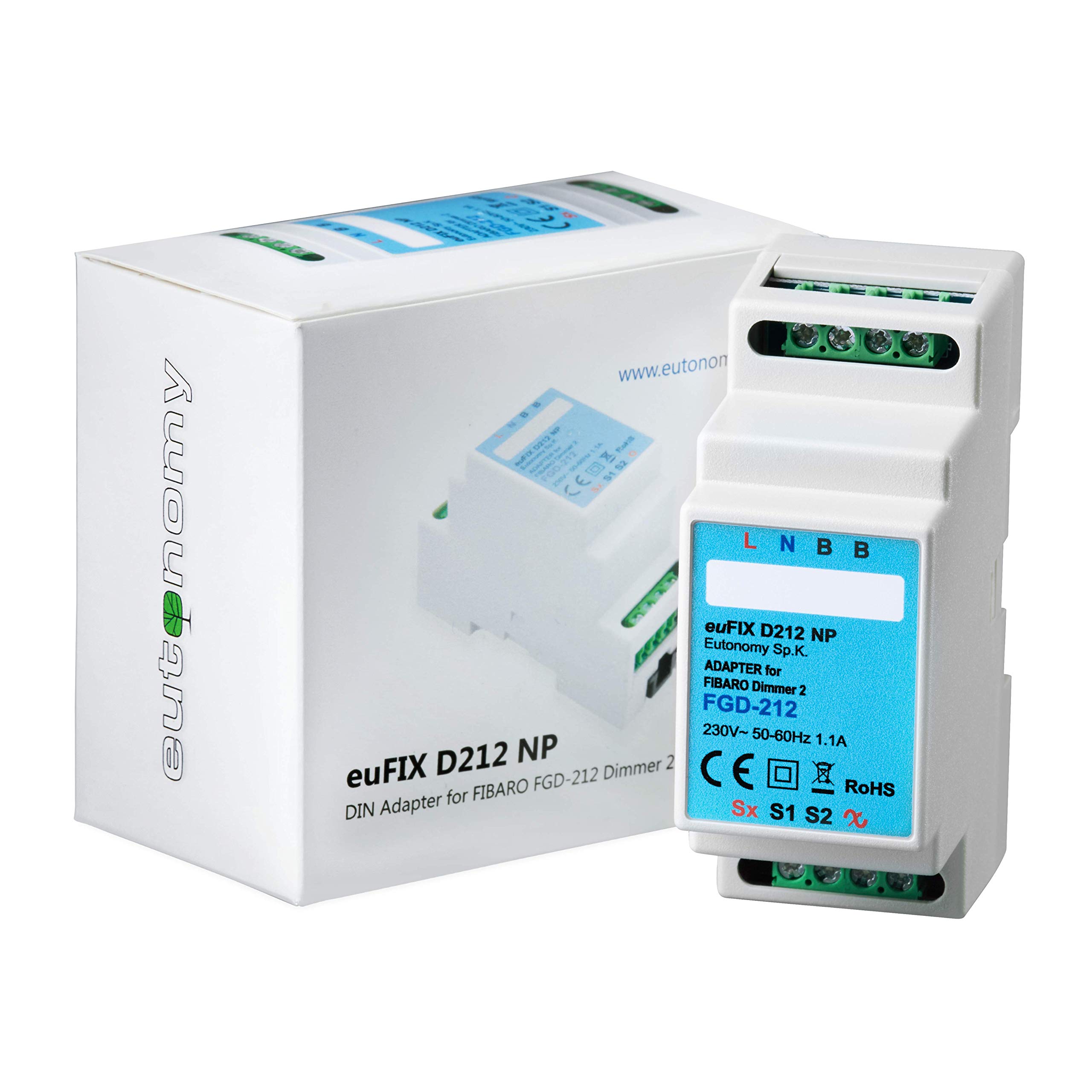 Eutonomy EuFIX DIN Adapter for Fibaro FGD-212 (Push Button, Manual, Grau)