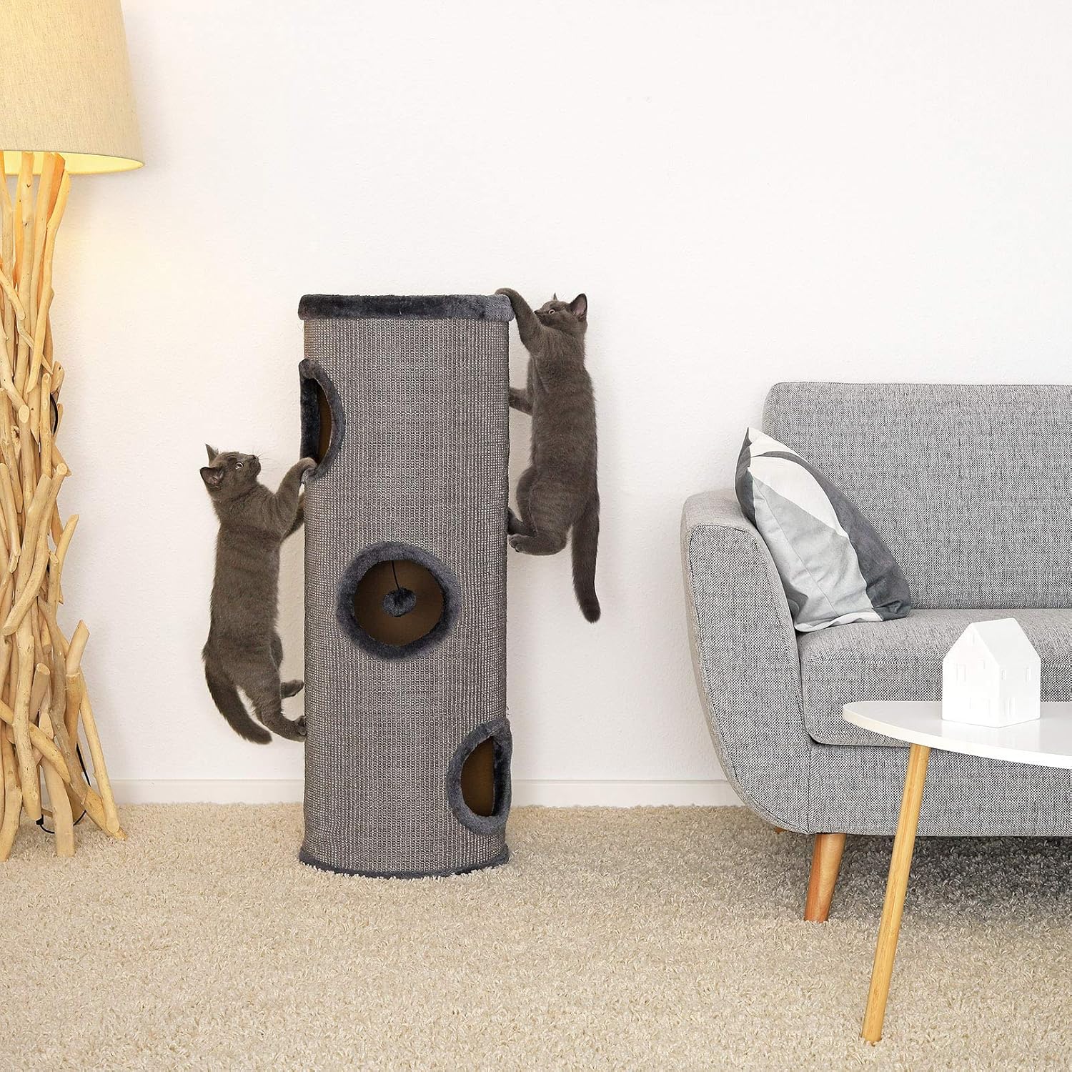 dibea KT00932 Cat Scratching Barrel, Scratching Tree for Cats Height 100 cm, Choice of Colours, grey, 100 cm Höhe - Image 4