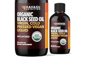 HAVASU NUTRITION Organic Black Seed Oil Cold Pressed Liquid - Black Cumin Supplement for Immune System Function, Digestive Support, Hair Nourishment & Overall Health - 8 Fl Oz - Unflavored, Non-GMO, Vegan