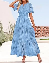 ZESICA Women's 2025 Summer Short Sleeve Maxi Dress