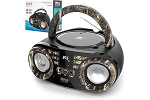 PYLE CD PLAYER PORTABLE, CD PLAYERS FOR HOME, PORTABLE CD PLAYER, 50W MAX POWER, WIRELESS BT STREAMING, AM/FM RADIO, USB PORT, INCLUDES AC/DC POWER CORD, 3.5MM AUX INPUT, HEADPHONE JACK