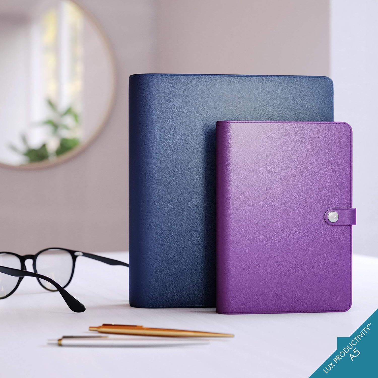 LUX Productivity PRO A5 Planner – Best Undated Diary Task Organizer with Daily Schedule & Reflection Journal - Manage Time/Projects/Finances/Goals/Gratitude/Happiness- (Purple) : Office Products