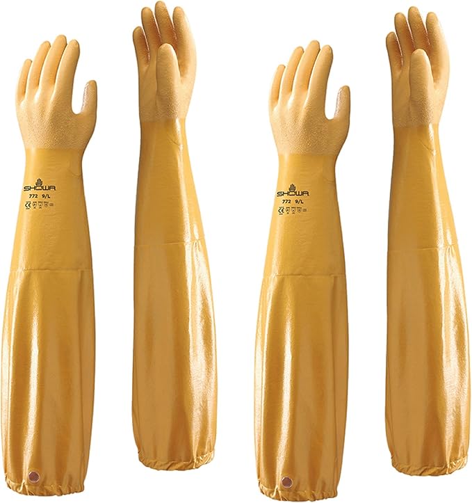 (2 Pair) Showa Atlas 772 Nitrile Elbow Length Chemical
