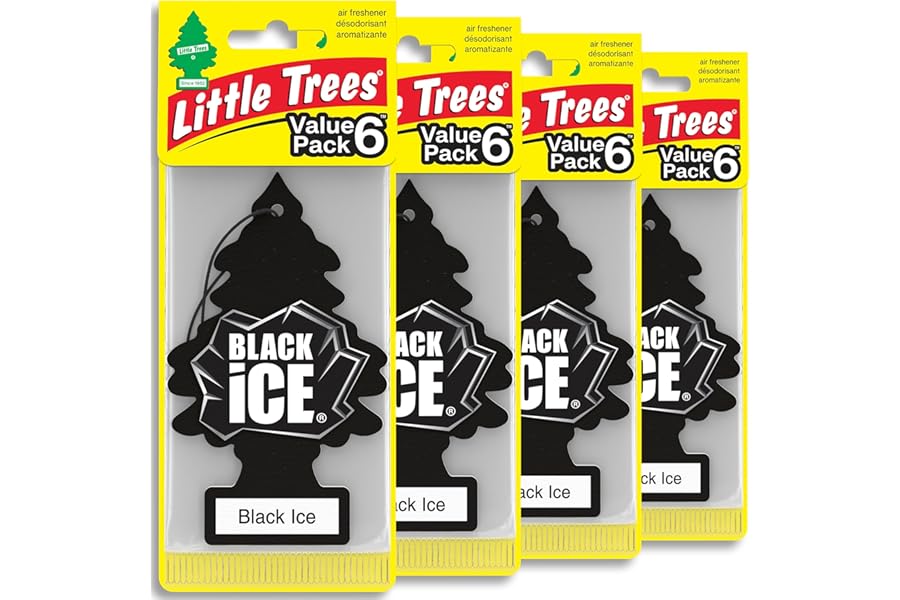 LITTLE TREES Car Air Freshener | Hanging Tree Provides Long Lasting Scent for Auto and Home | Black Ice, 24 Air Fresheners