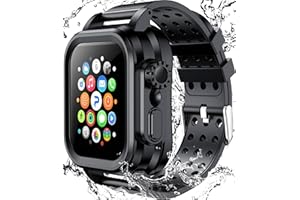 Temdan for Waterproof Apple Watch Band 41mm with Bumper Case, Full Body Rugged Case with Strap for iWatch Series 8/7, Black