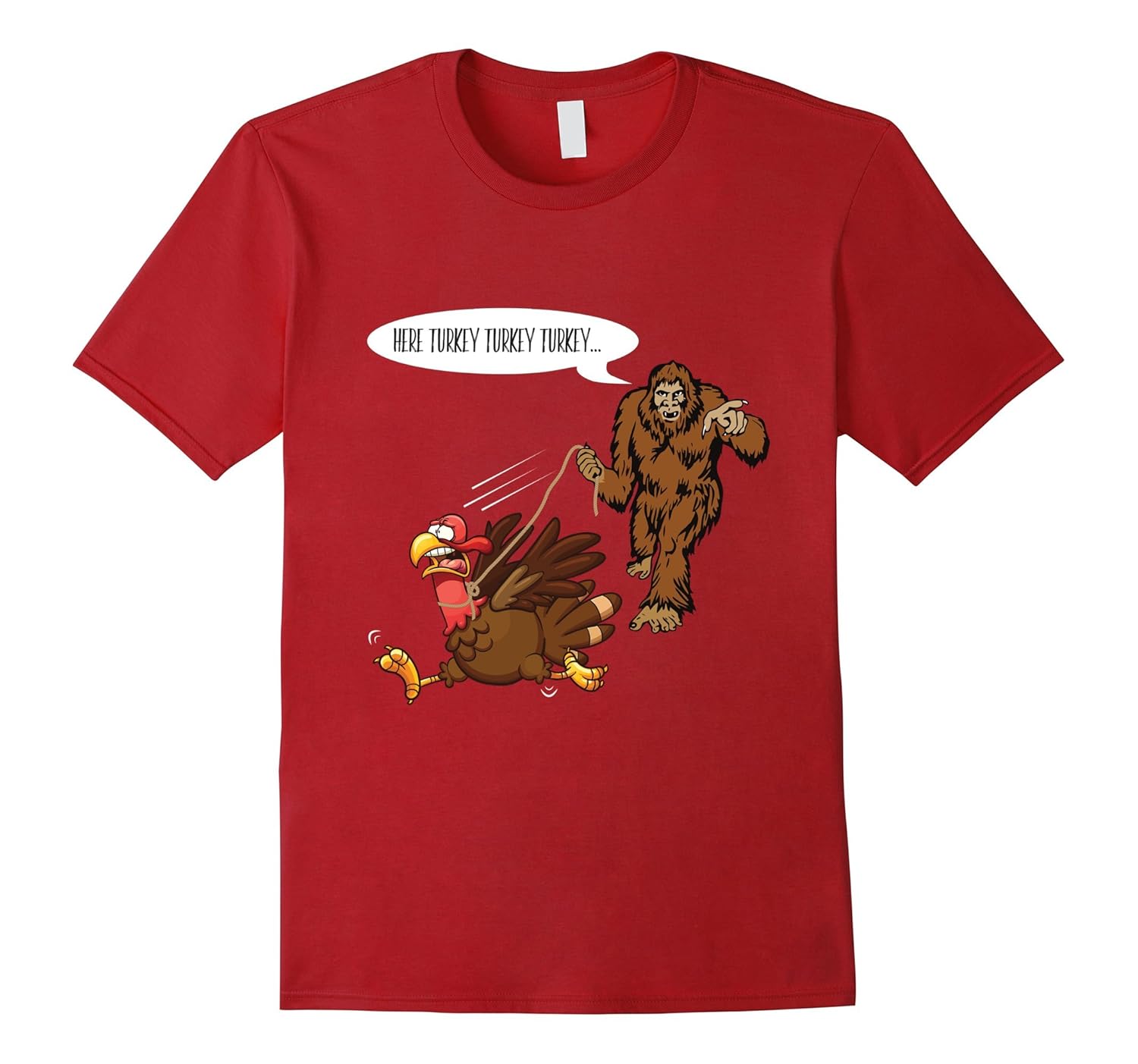 Funny Bigfoot Sasquatch Turkey Thanksgiving Shirt-Rose