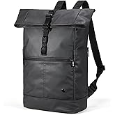 Rolltop Laptop Backpack for Adults, Water-Resistant Expandable Daypack with Dedicated Compartment Fits 15.4” Computers, Business Travel Backpack for Work, Commute, College & Carry-On Trips, Black