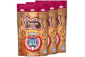 Knotty Pretzels - "The Official Pretzel of Beer" 7.5 Ounce Individual Seasoned Pretzel in Resealable Snack Bags - Smokey Cheddar Bacon (3 Pack)