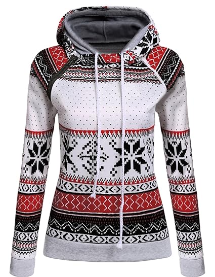 POGTMM Women Casual Hood Fashion Bohe T-shirt Sweater Thanksgiving (L, Gray)