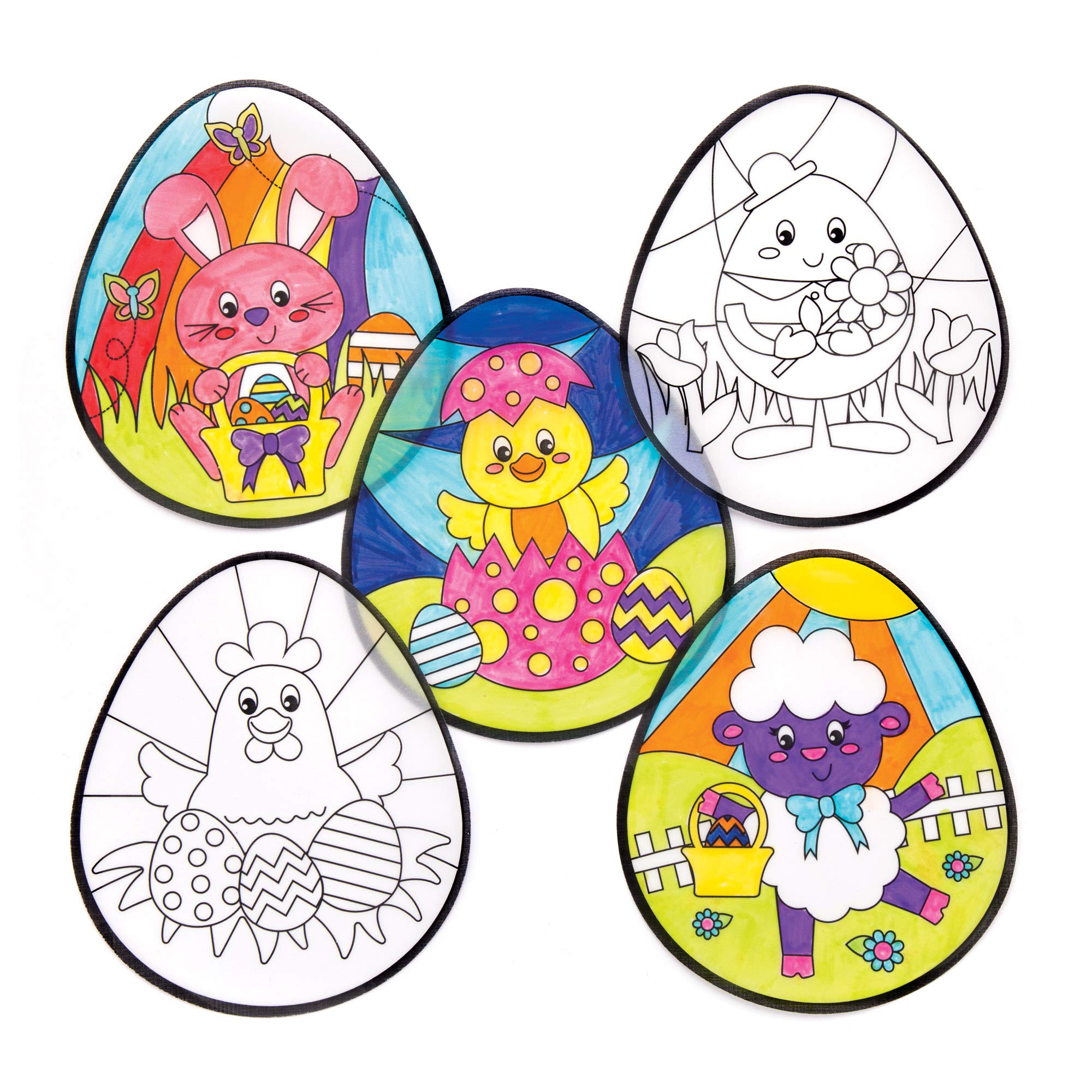 Baker Ross Easter Colour In Window Decorations - Pack of 12, Easter Crafts for Kids (AW144)