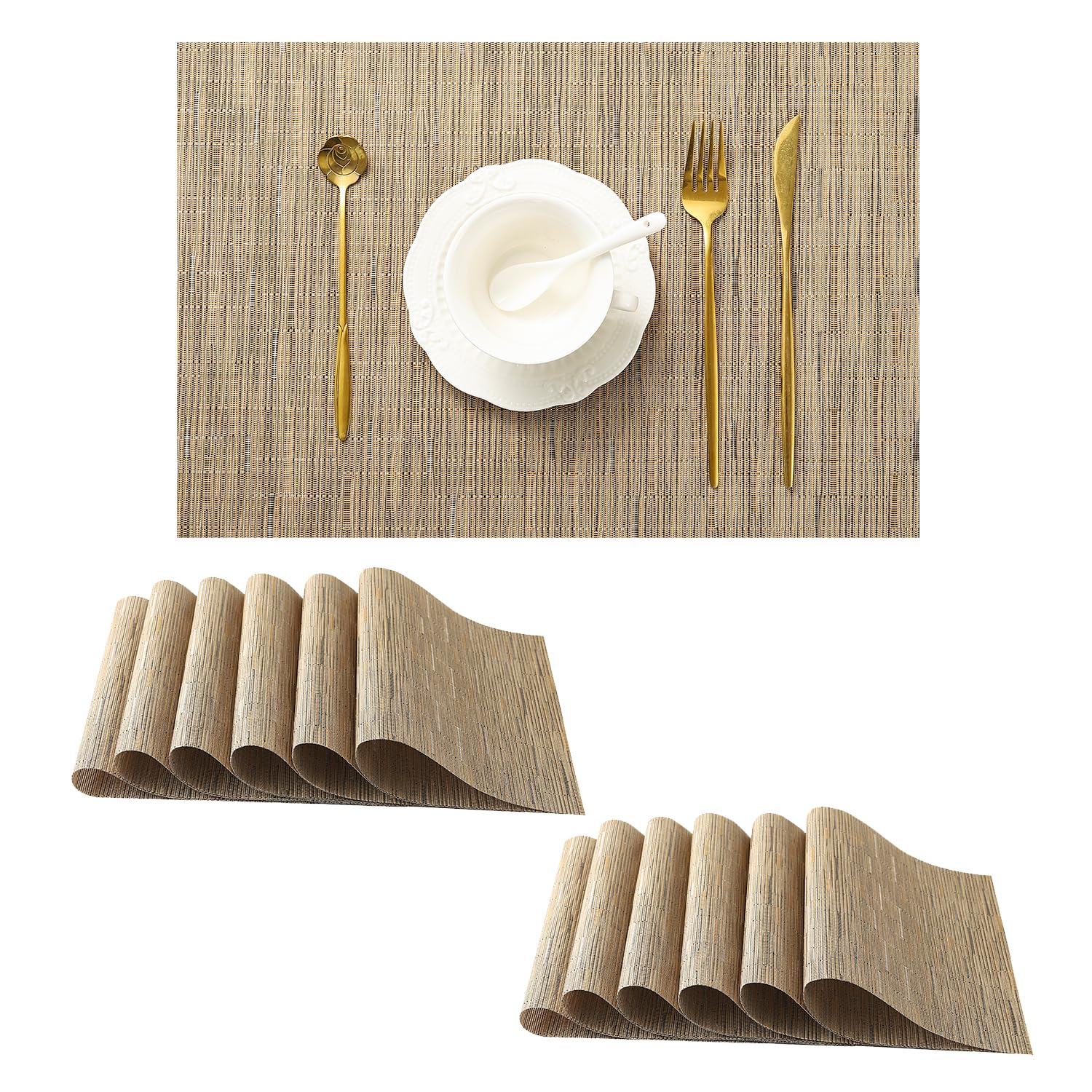 Leetaltree Light Brown Placemats Set of 12 - Heat