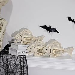 NEROSUN Halloween Fish Skeleton Decorations, 3 Pack