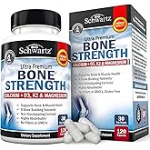 BioSchwartz Bone Strength Supplement - Gentle Non-Constipating Bone Health Supplement for Women & Men with 9-in-1 Complex with Calcium Magnesium Zinc D3 K2 & More - 3rd Party Tested - 1 Month