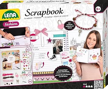 Lena 42331 - Bastelset Scrapbook groß, Komplettset mit Sammelalbum, Schloss, 22 Stickerbögen mit 370 Motiven, Fotoecken, Klam
