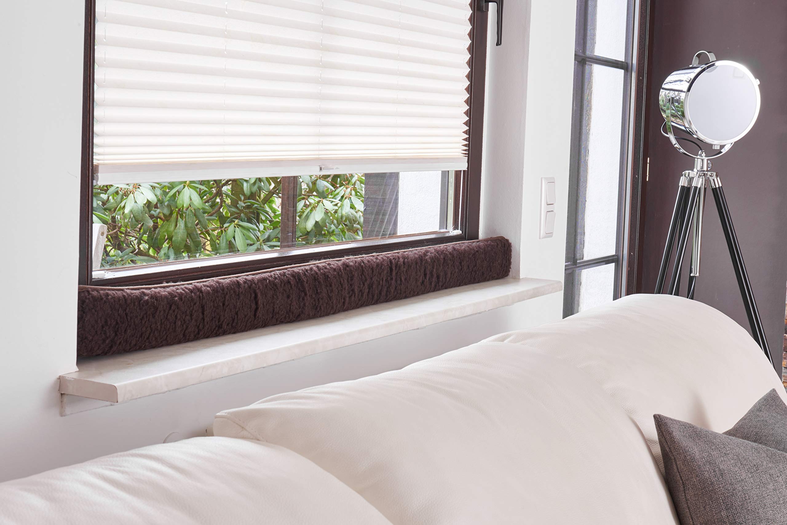 K. & N. Schurwolle 551 Schurwoll-Zugluftstopper für Fenster 150 cm, Braun New Wool Draught Excluder for Windows Brown