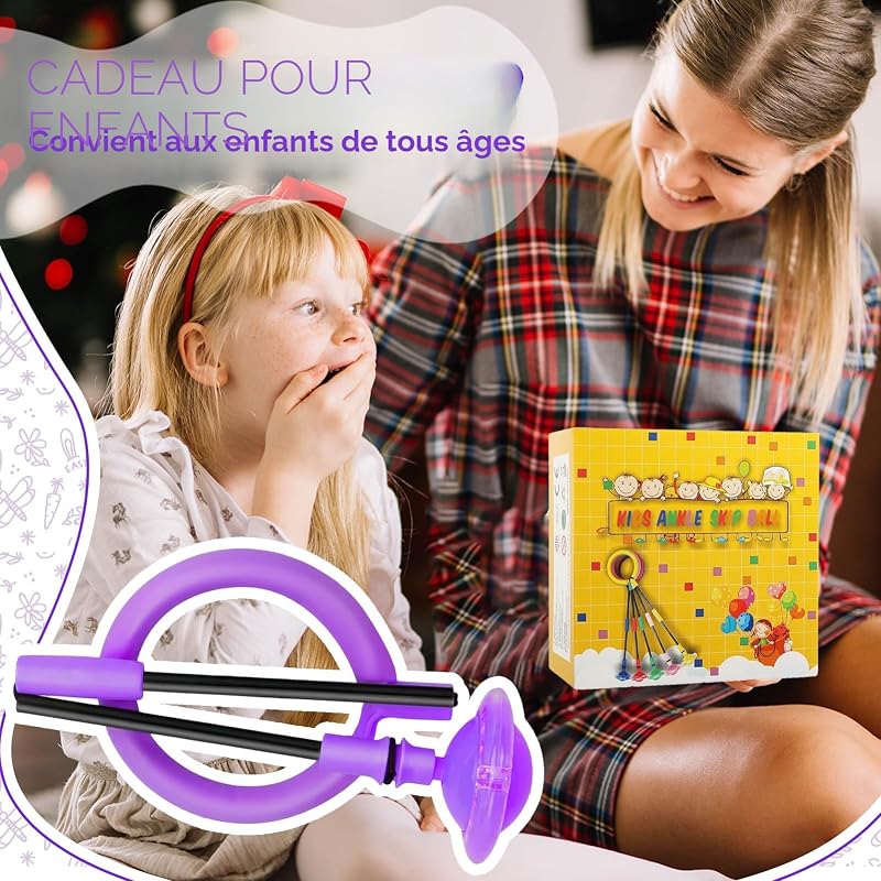 Anneau de Saut d'obstacle Clignotant pour Enfants - Ballon de Saut Pliable - avec Roue Lumineuse - Ballon de Clignotant - pour Filles de 6, 7, 8, 9 et 10 Ans(Violet) — photo 7 sur 7