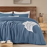 PHF Cotton Muslin Comforter Set King Size, Ultra Soft, Breathable & Lightweight All-Season, Filling: 100% Polyester, 3 Pieces with 1 Comforter 104"x90" and 2 Pillow Shams 20"x36", Captain's Blue