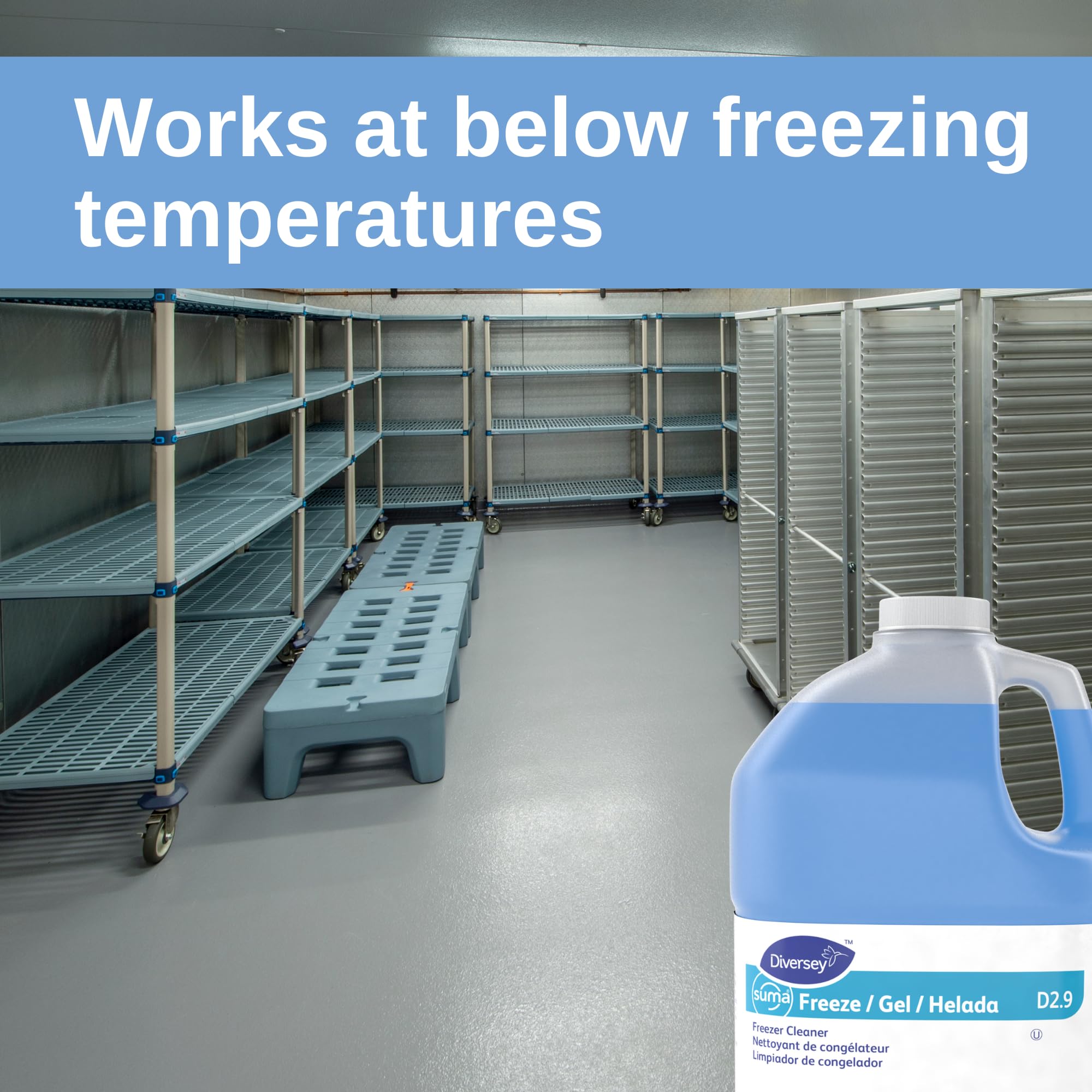 Diversey 948030 SUMA Freeze, Walk-in Freezer, Cold Room & Below Freezing Liquid Floor Cleaner, For Kitchens, Restaurants, Ready-to-Use, 1-Gallon