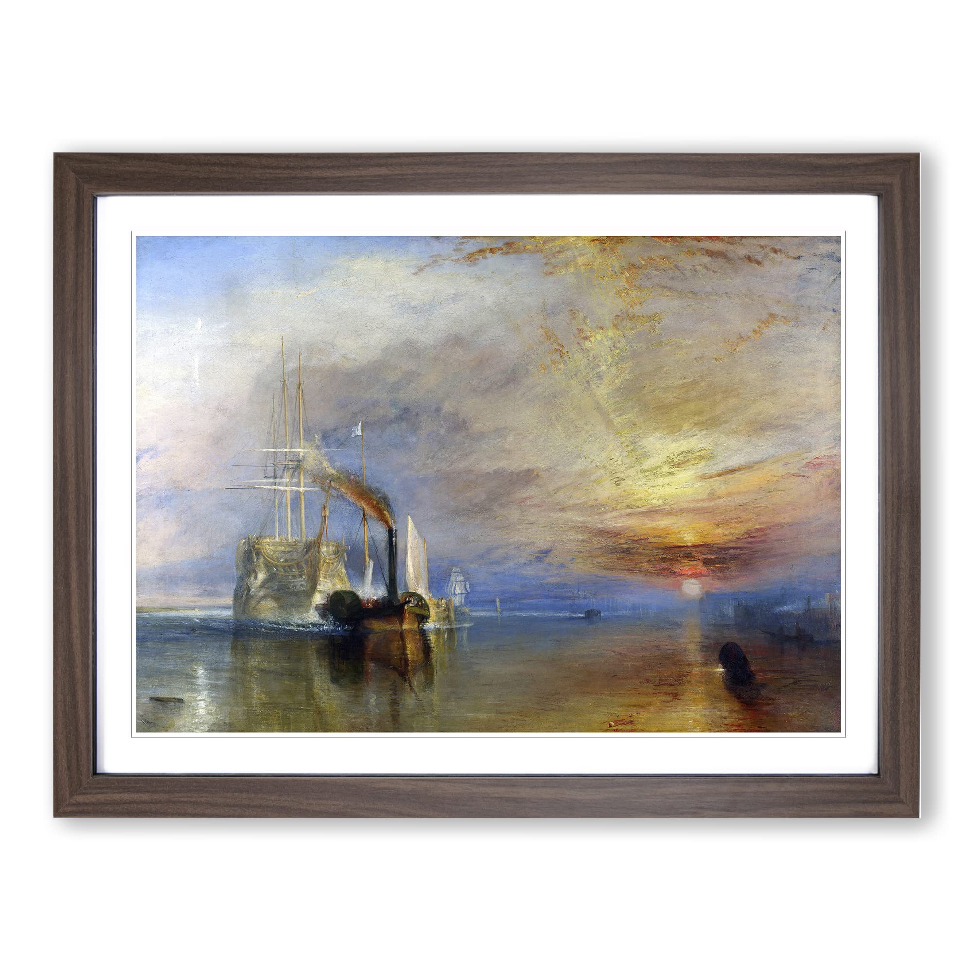 The Fighting Temeraire By Joseph Mallord William Turner Classic Painting Framed Wall Art Print, Ready to Hang Picture for Living Room Bedroom Home Office Décor, Walnut A3 (46 x 34 cm)