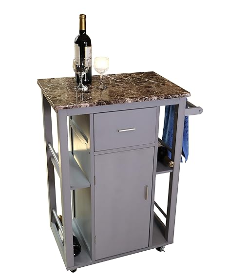 Basicwise Kücheninsel aus Holz auf Rädern, robuste Rollen: Amazon.de