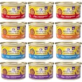 Wellness Natural Premium Canned Cat Wet Food Pate - 12 Pack Cans Bowl Variety Pack 4 Flavor - (Chicken,Beef, Salmon &amp; Turkey) (3 Ounce Cans)