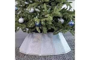 HarcoHome Dazzling Christmas Tree Collar, 26" D Crystal Christmas Tree Skirt, Foldable Christmas Tree Ring, Handmade Xmas Tree Stand Base Cover for Christmas Tree Decoration (White, Diamond)