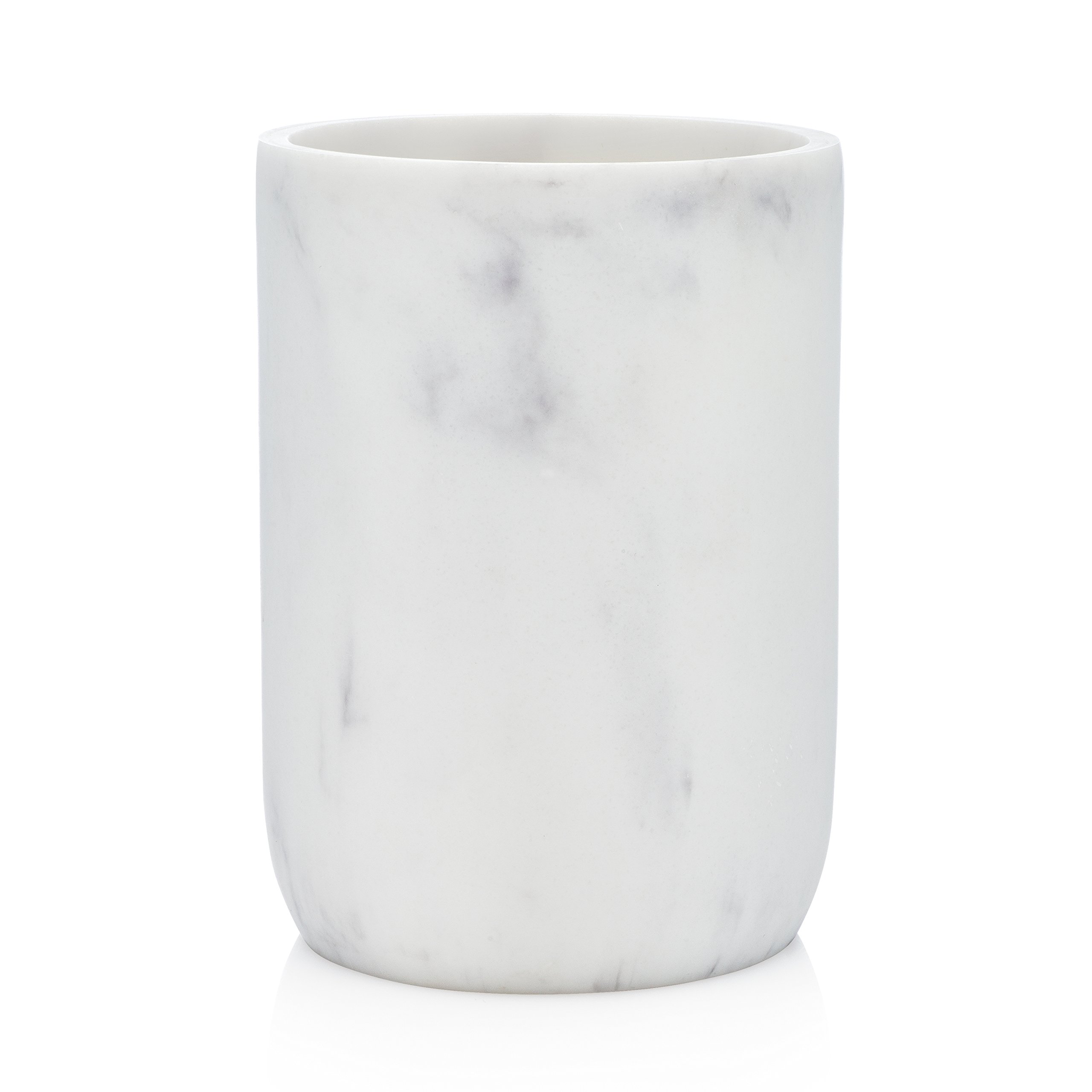 Essentra Home Blanc Collection Bathroom Tumbler Cup for Vanity Countertops,Also Great As Pencil Pen Holder and Makeup Brush Holder Tumbler White