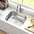 JoviPrime 23 Inch Undermount Kitchen Sink 18 Gauge Stainless Steel Single Bowl Brushed Nickel Sink 23" x 18" x 9"