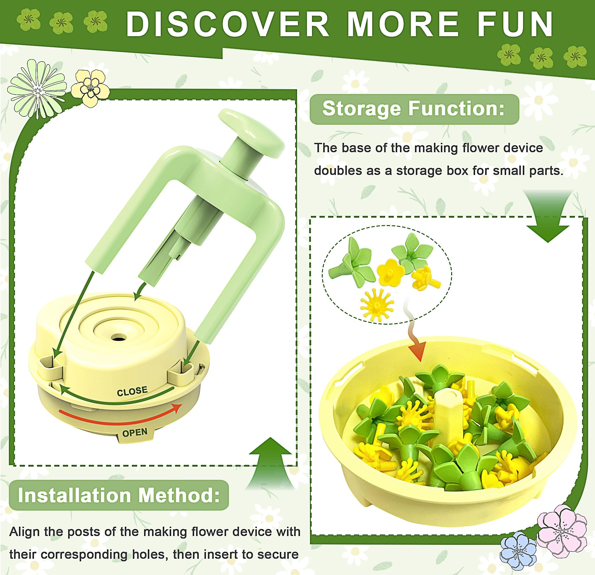 Fabric Flower Bouquets Toys, DIY Craft Kit for Girls 3 4 5 6 7 8 9 10 Years Old, Creative Arts and Crafts Activity for Toddler Kids, Preschool Educational Flower Assembly Gifts for Birthday Christmas