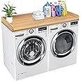 Royxen Washer Dryer Countertop Solid Wood with Polyester Coating, Laundry Countertop with Edge Rails - 27.5" Depth x 54" Width Laundry Room Organization (Oak)
