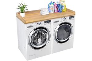 Royxen Washer Dryer Countertop with Solid Wood Core,54“W x 27.5D Laundry Countertop with Edge Rails,Washer and Dryer Topper for Laundry Room Organization (Oak)