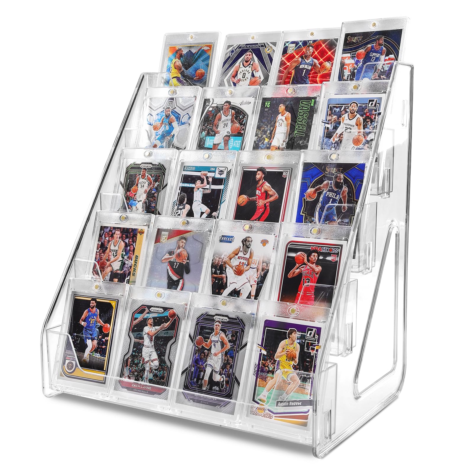 Photo 1 of Trading Card Display Stand, 5 Tier Vertical Holder for Baseball Basketball Sports Graded Card Display Stand Tabletop for PSA BGS SGC Slabs, Snap-On Assembly