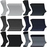 Usavemo 36 Pairs Mens Dress Socks Classic Lightweight Business Crew Socks for Men Size 10-13