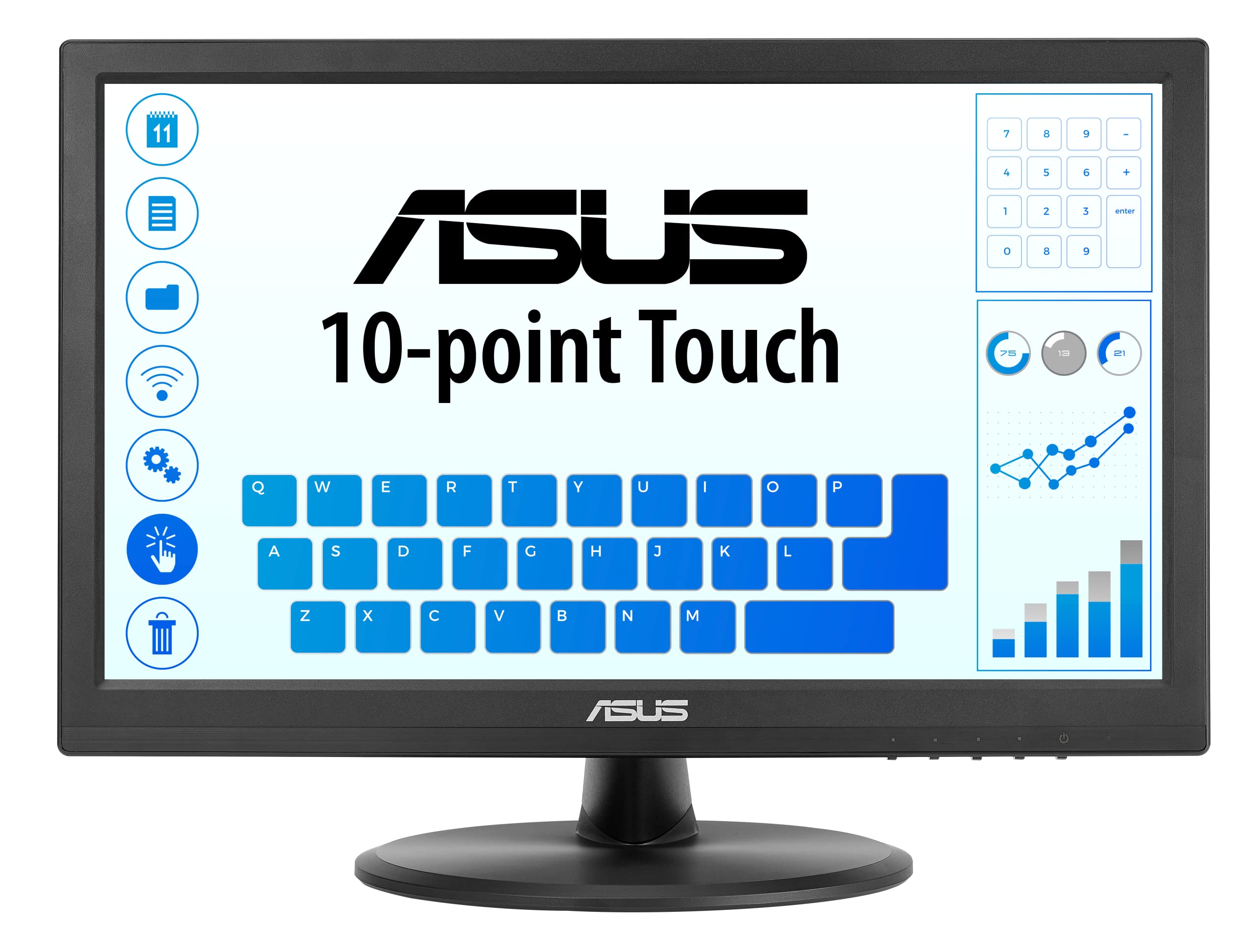 Photo 1 of ASUS 15.6” 1080P Touch Monitor (VT169HE) - Full HD, 10-Point Touchscreen, IPS, Wide Viewing Angle, Frameless, Eye Care, Flicker Free, Low Blue Light, HDMI, Windows 11 Compliance, VESA Mountable