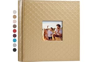 Mublalbum Small Photo Album 4x6 200 Photos Leather Cover Picture photo Book 200 Horizontal Pockets Photo Albums for Baby Wedding Anniversary Family (Gold)