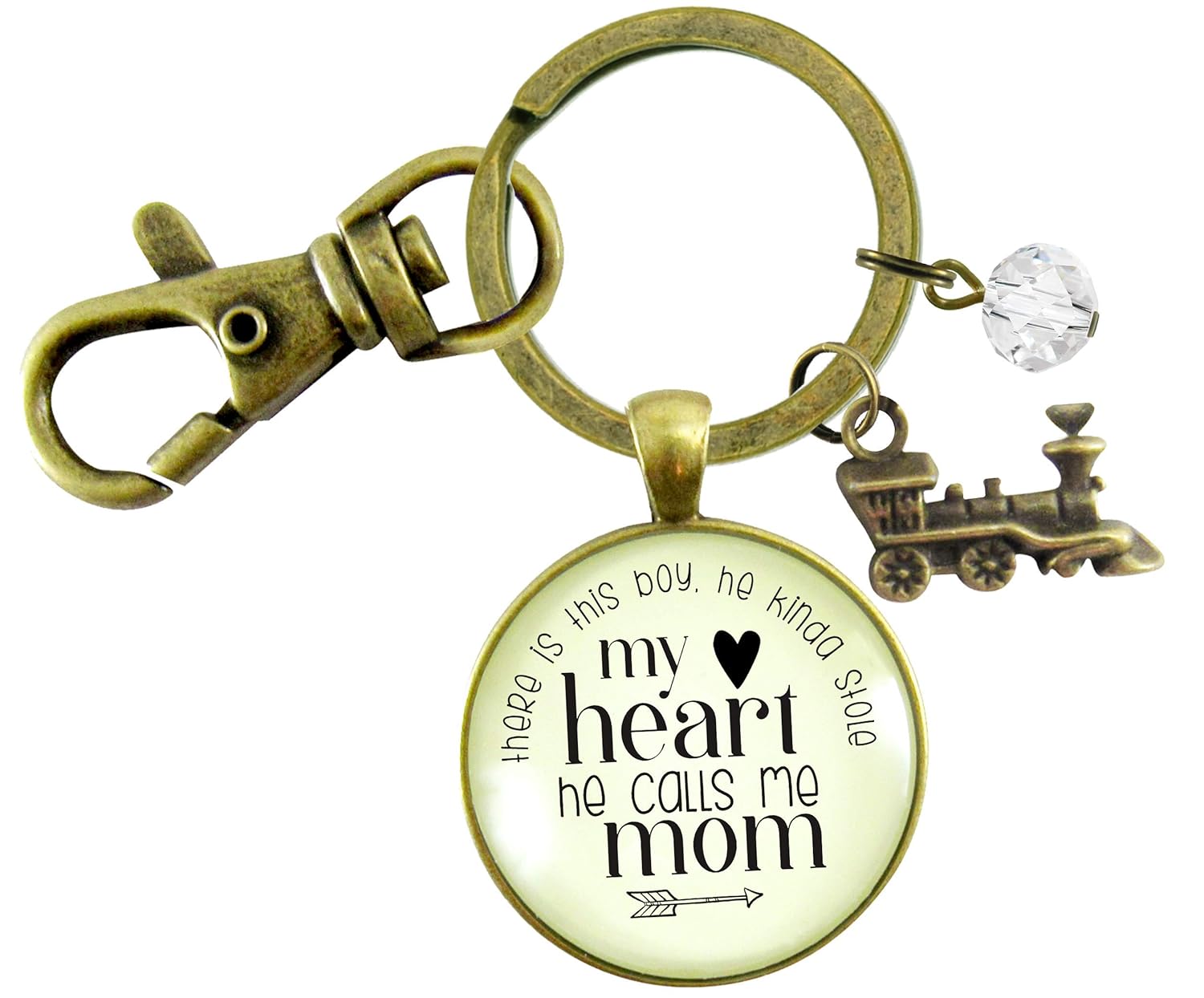 Amazon Com Gutsy Goodness Mom Of Son Keychain There Is This Boy He Kinda Stole My Heart Train Motherhood Jewelry Handmade amazon com gutsy goodness mom of son