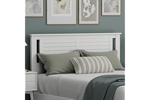 COMFIQ Serene Poplar Wood Queen Headboard, Modern Farmhouse Panel with Horizontal Scoring, Queen Size Headboard in White, Casual Coastal Style, Easy Assembly, Quality Materials